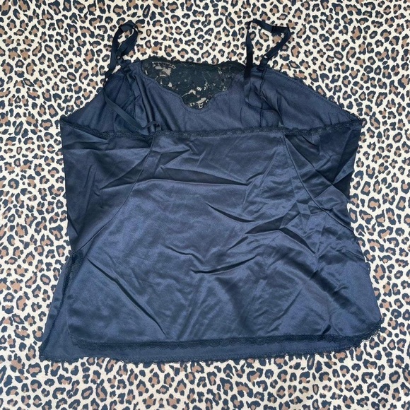 Vintage Black Cami Adjustable Straps Silky Touch Lace Trim 100% Nylon Sears Sexy - Picture 2 of 4